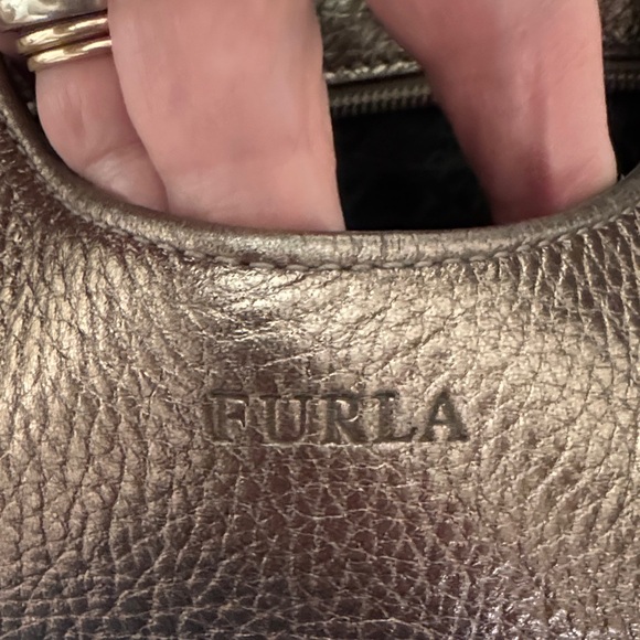 Furla Italian Luxury Shimmering Bronze Hobo Shoulder Bag - Picture 2 of 12